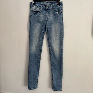 American Eagle Outfitters Denim Blue Skinny Jeans Women’s Size 0 Long